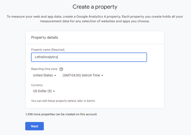 Create property screen