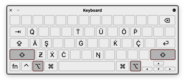 Chechen Latin Layout - QWERTY with Option and Shift
