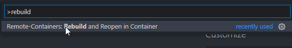 Rebuild and Reopen in Container