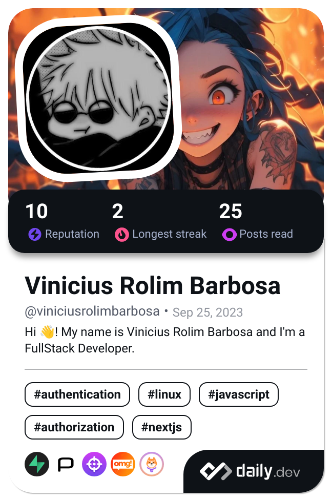 Vinicius Rolim Barbosa's Dev Card