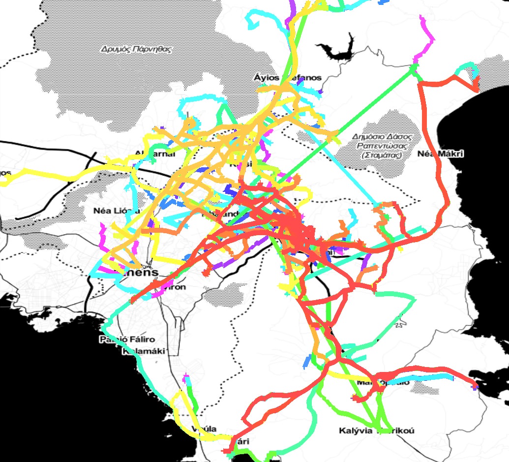 Athens trucks trajectories loaded into TrajSuite.