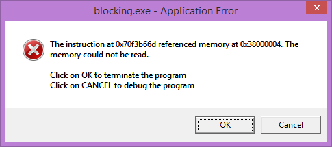 When I run blocking outside of Visual Studio: