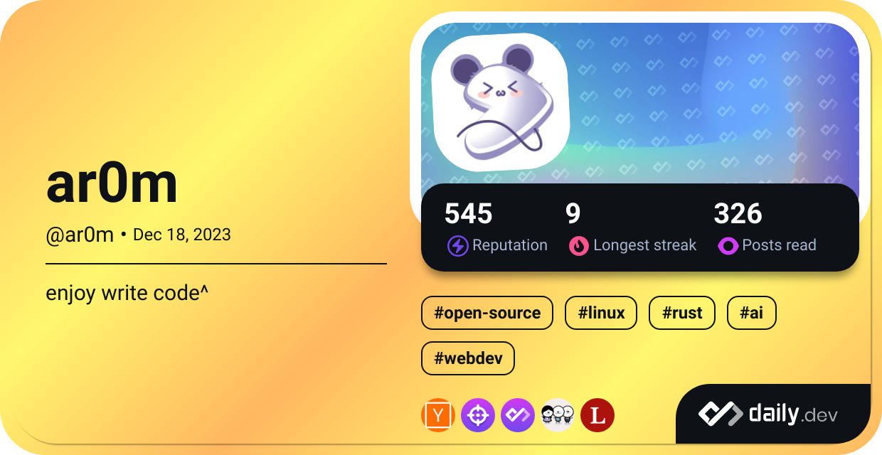 ar0m's Dev Card