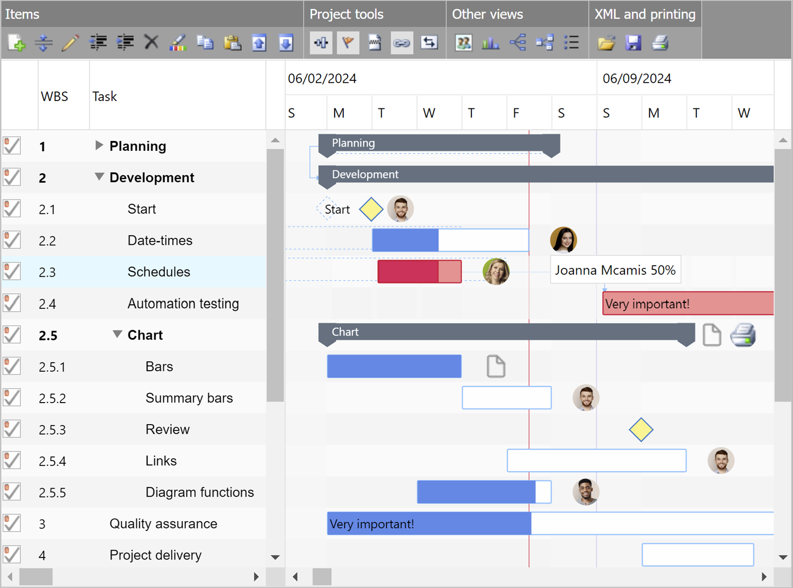 Gantt Chart component