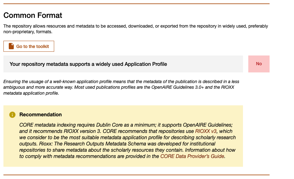 CORE Desirable Characteristics report