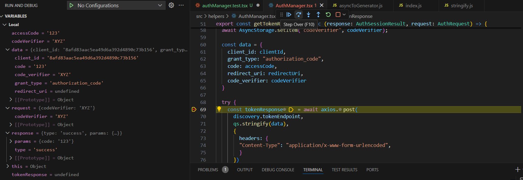 values when calling the post API call matching up to what is expected