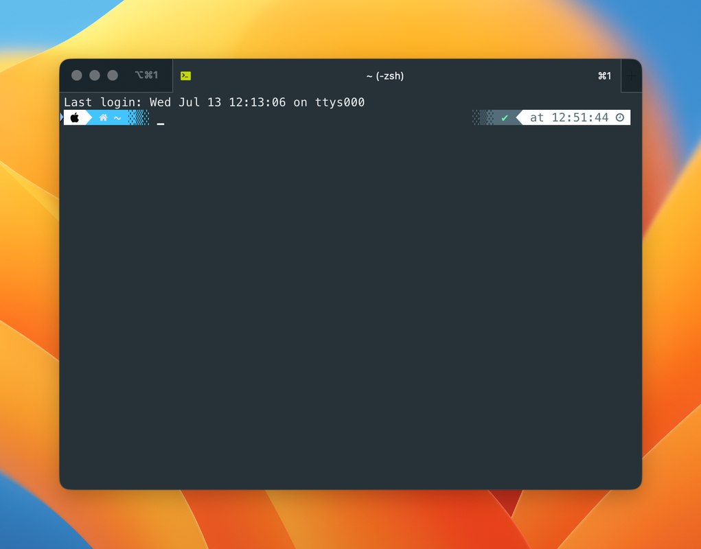 Image of iTerm 2 with Oh My Zsh + MesloLGS NF + Powerlevel 10k Installed