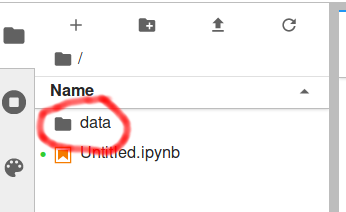 handwritten circle on data folder shown in the Jupyter Lab left-side menu