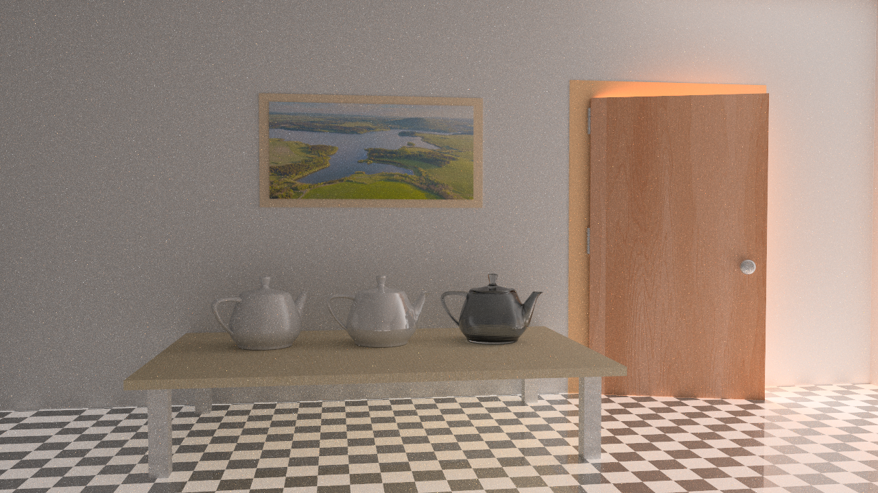 Path Tracing on Veach, Ajar Scene (by Benedikt Bitterli)