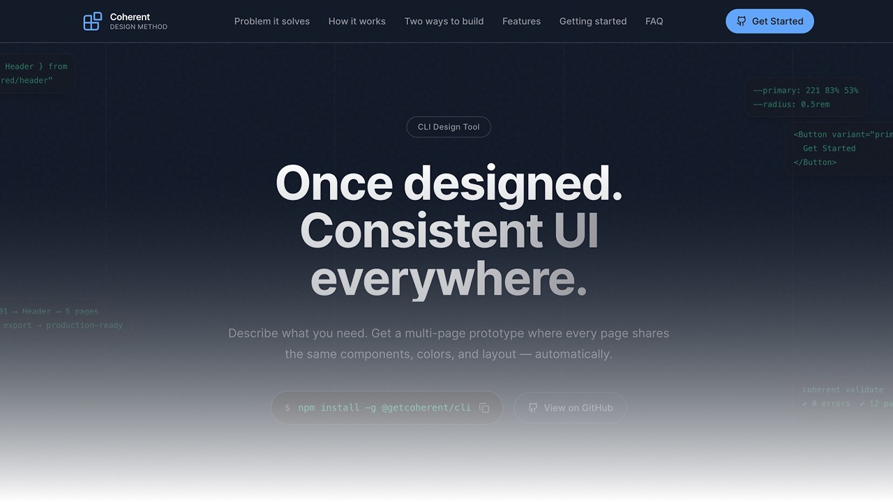 Coherent Design Method — AI-powered design system generator