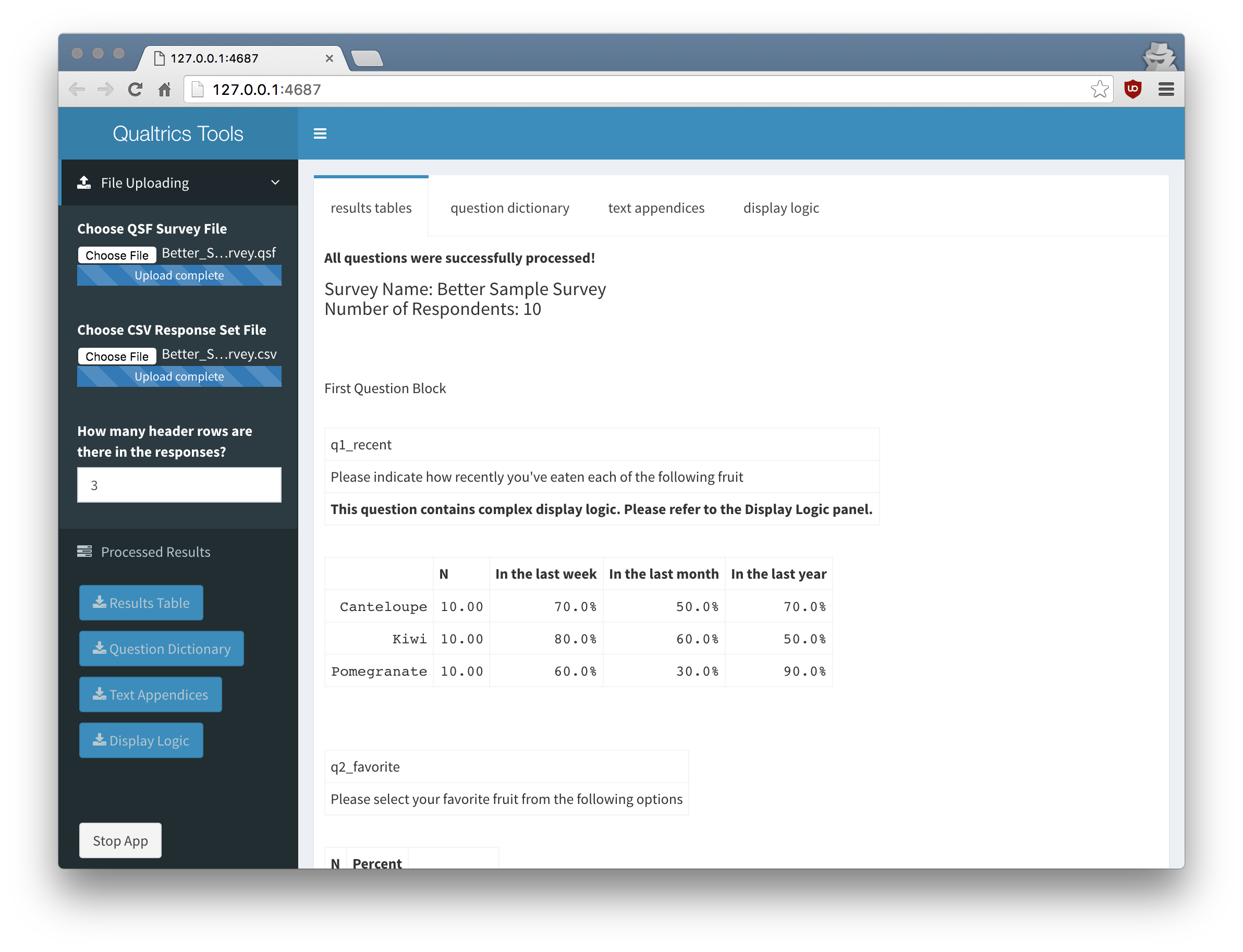 better sample survey loaded into shiny