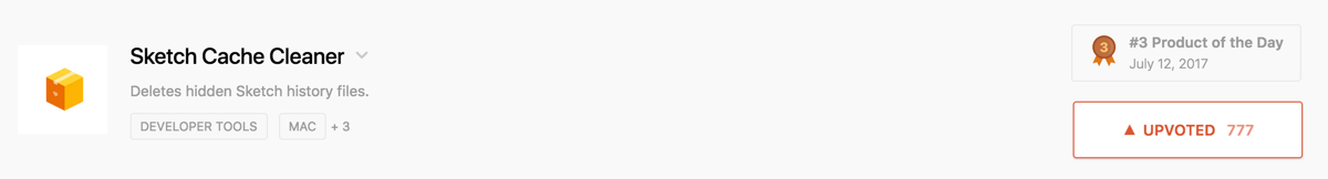 Sketch Cache Cleaner on Producthunt