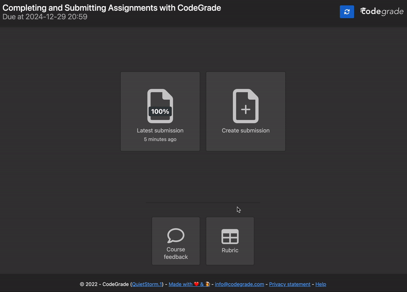 Gif showing how to navigate back to AutoTest via the Latest submission button