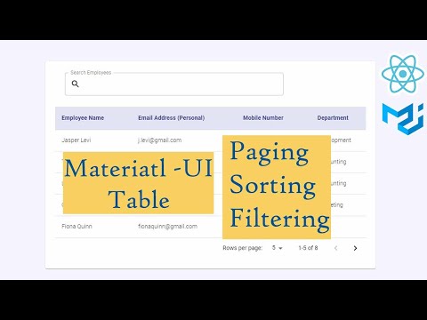 Video Tutorial for Material UI Table with Paging, Sorting and Filtering