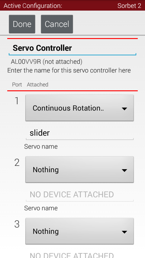 Servo Module config