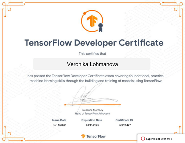 TensorFlow Developer Certificate