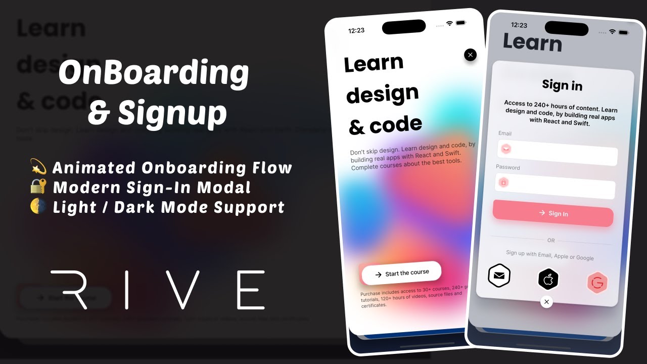 Ionic & Rive Tutorial - OnBoarding and SignIn UI Thumbnail