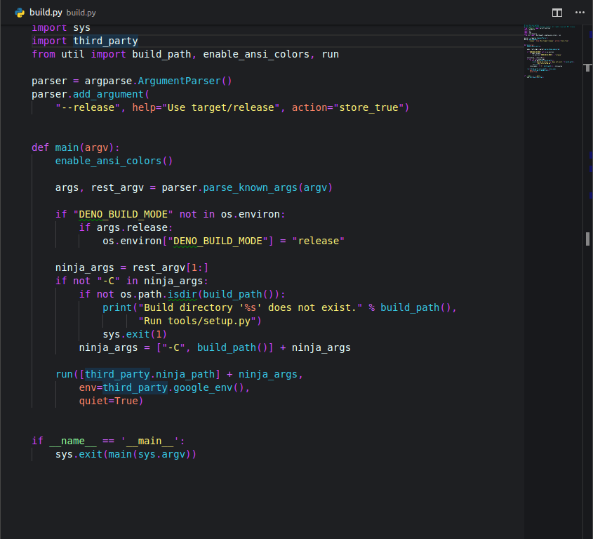 Python file with Bright night theme on