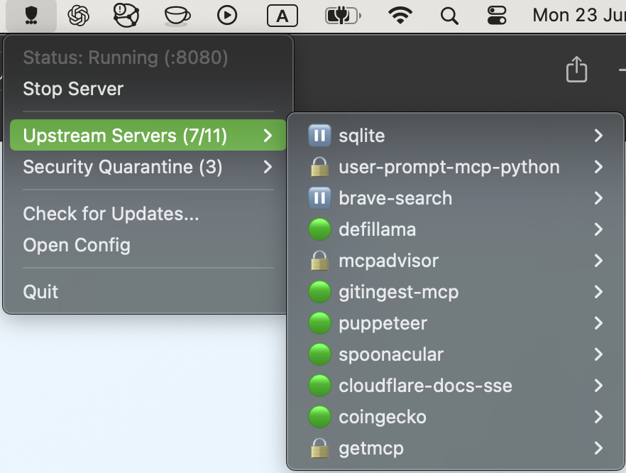 System Tray - Upstream Servers