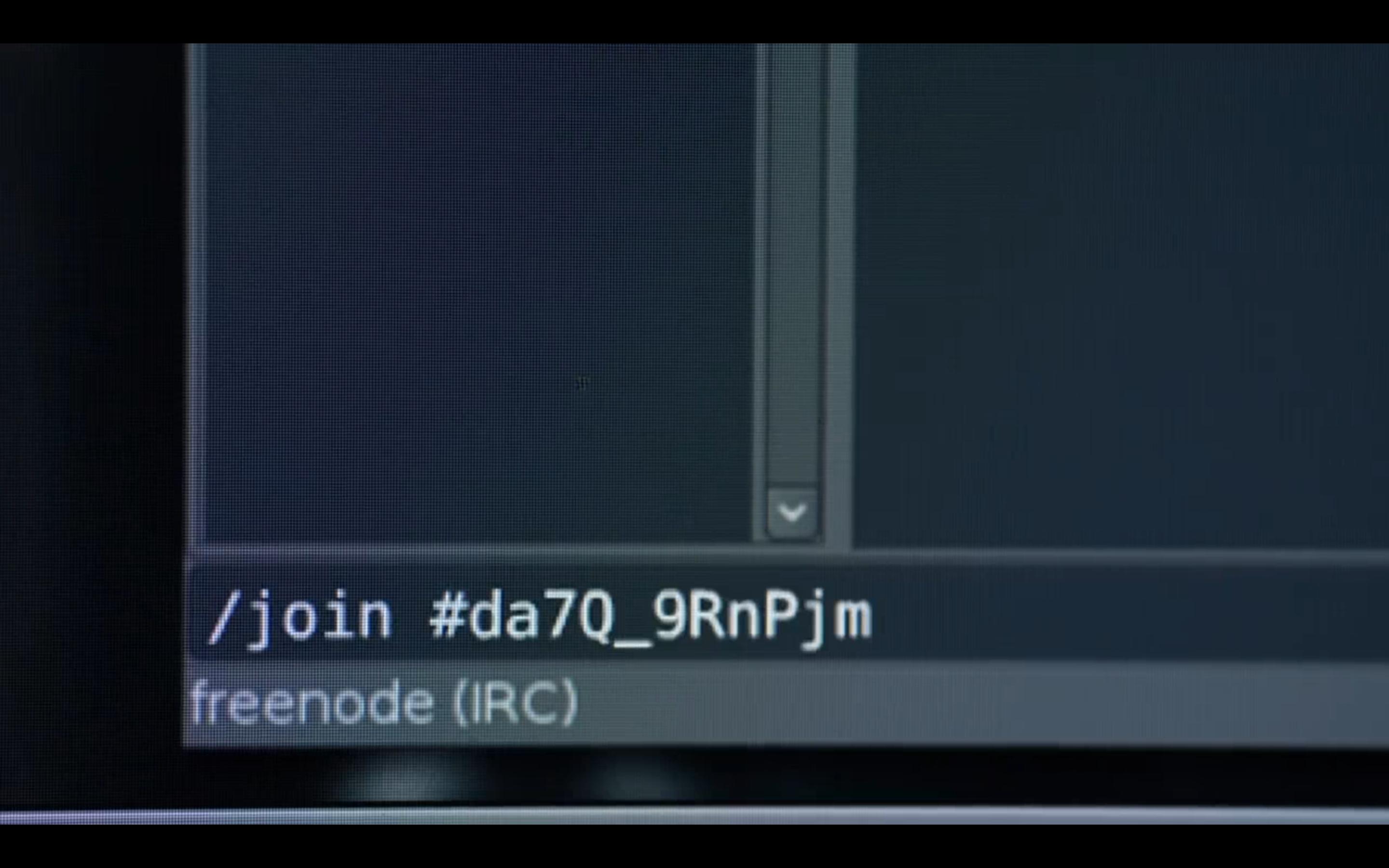 IRC chat closeup showing "/join" command, :robot: screenshot 📷