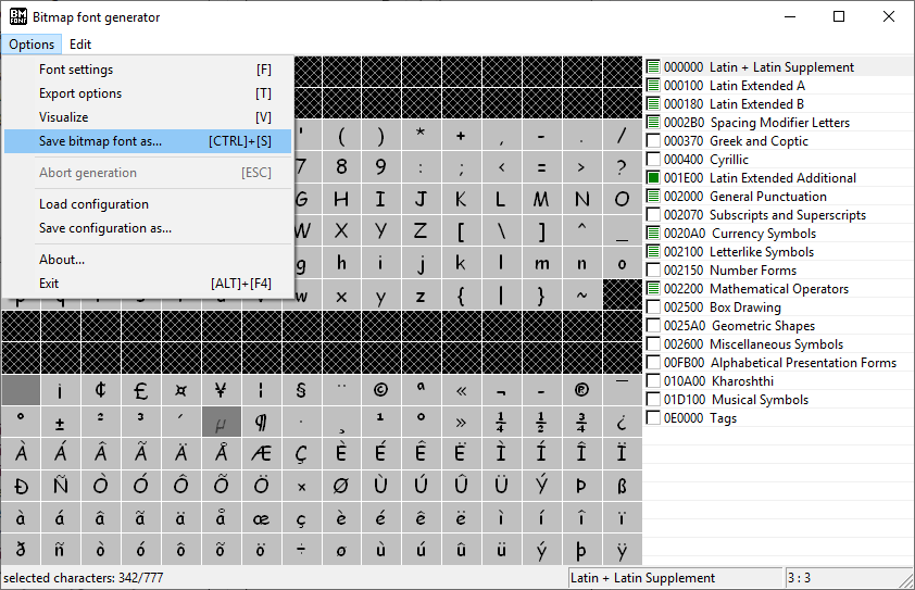 Save binary font #1