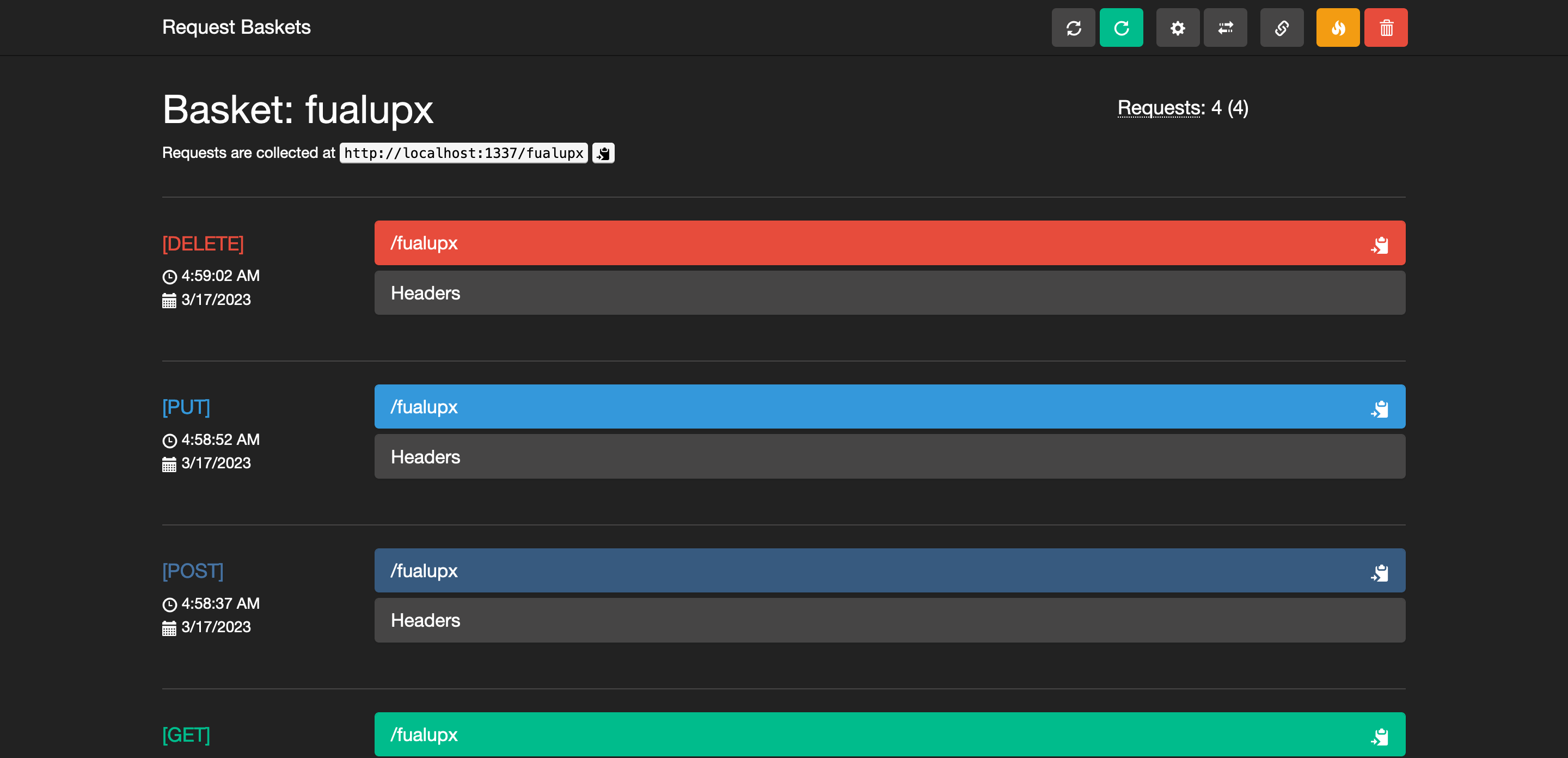 Individual Basket View (With logged requestsO