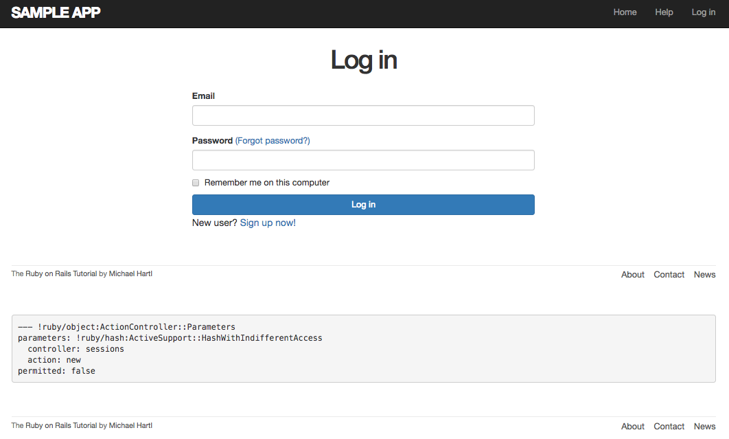 Login page