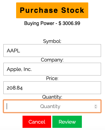 Portfolio/Stock Purchase Form