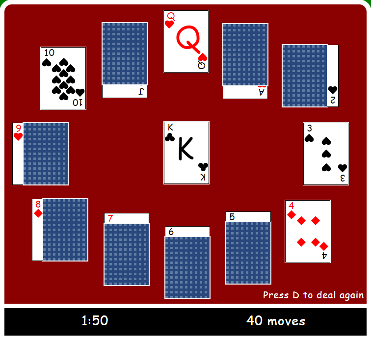 Javascript Clock Patience Solitaire link
