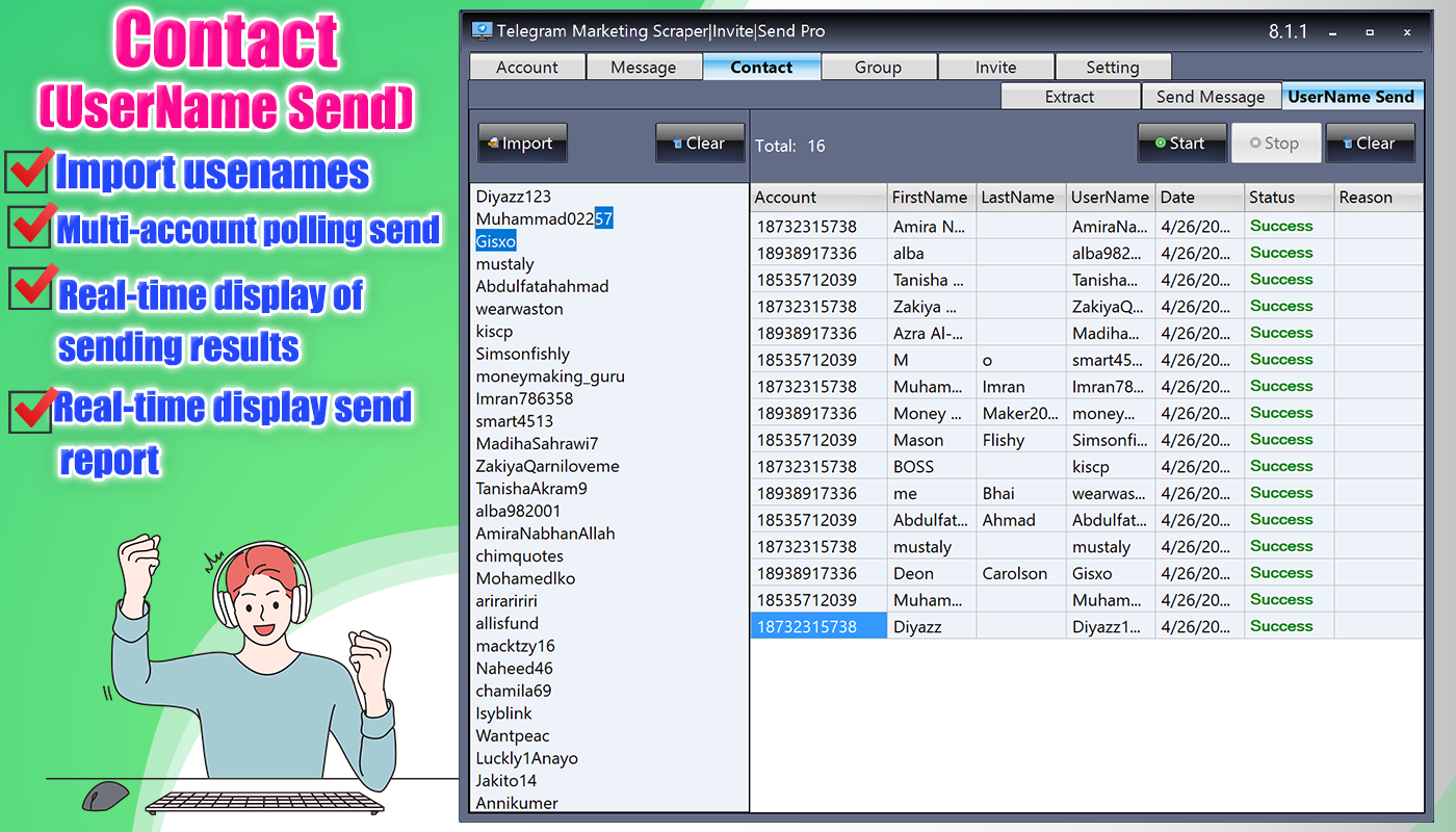 Telegram Contact & Group & Channel Extractor & Bulk Message Sender Pro telegram, telegram bot, telegram bulk invite, telegram bulk join, telegram bulk sender, Telegram extract member, telegram invite, telegram market, telegram Scrape member, telegram scraper, telegram scraper group, telegram scraper member, telegram sender