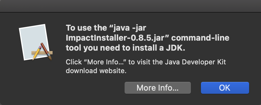 To use the java -jar ImpactInstaller.jar command line tool you need to install a JDK.