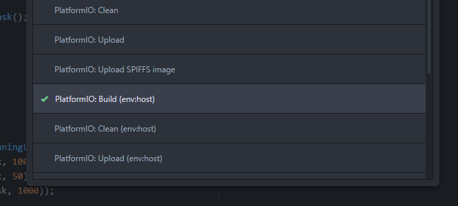 PlatformIO selecting Upload for environment host