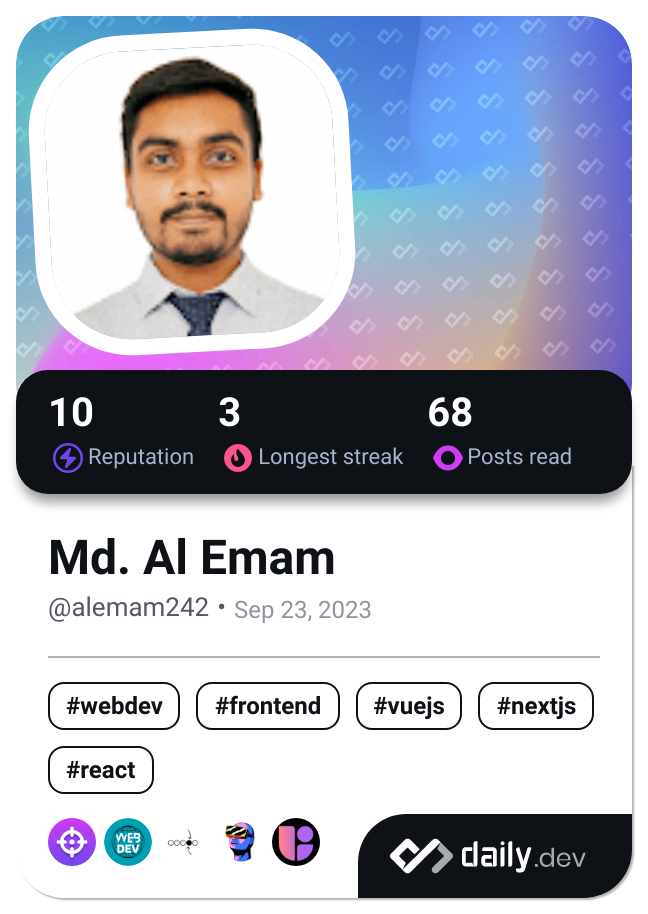 Md. Al Emam's Dev Card