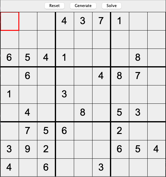 Sudoku grid screenshot