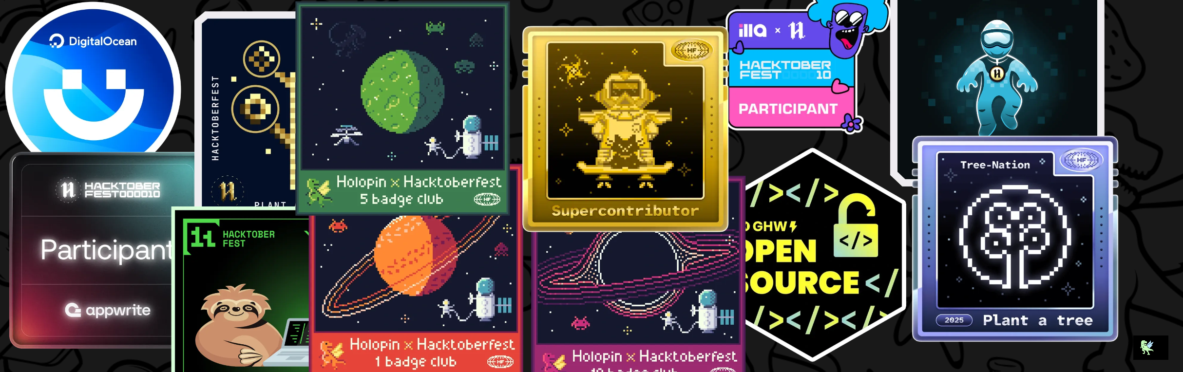 An image of @yesiamrajeev's Holopin badges, which is a link to view their full Holopin profile