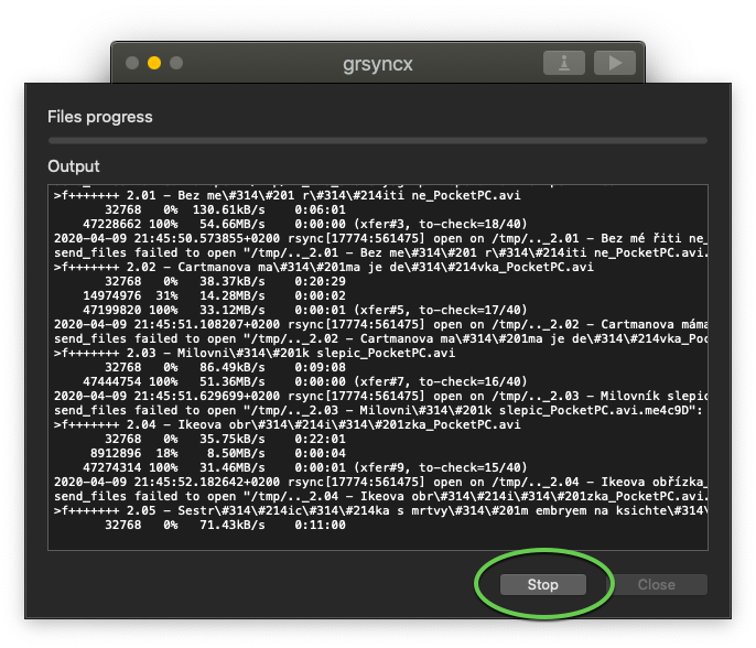 Synchronization progress