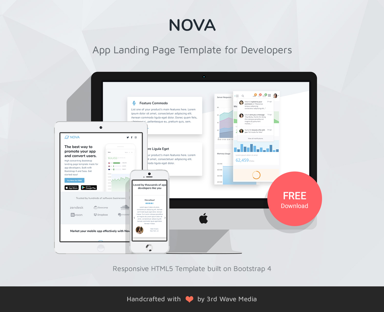 Nova - Free Bootstrap 4 App Landing Page Template for Developers