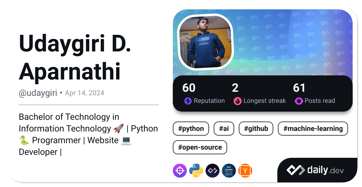 Udaygiri D. Aparnathi's Dev Card