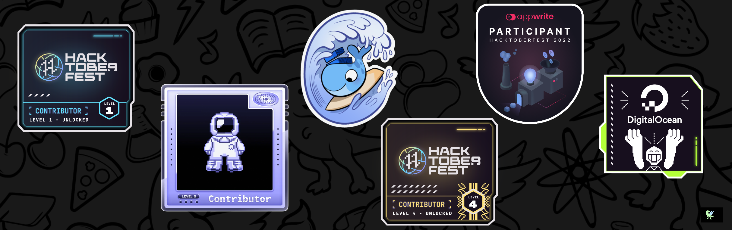 An image of @rainta's Holopin badges, which is a link to view their full Holopin profile