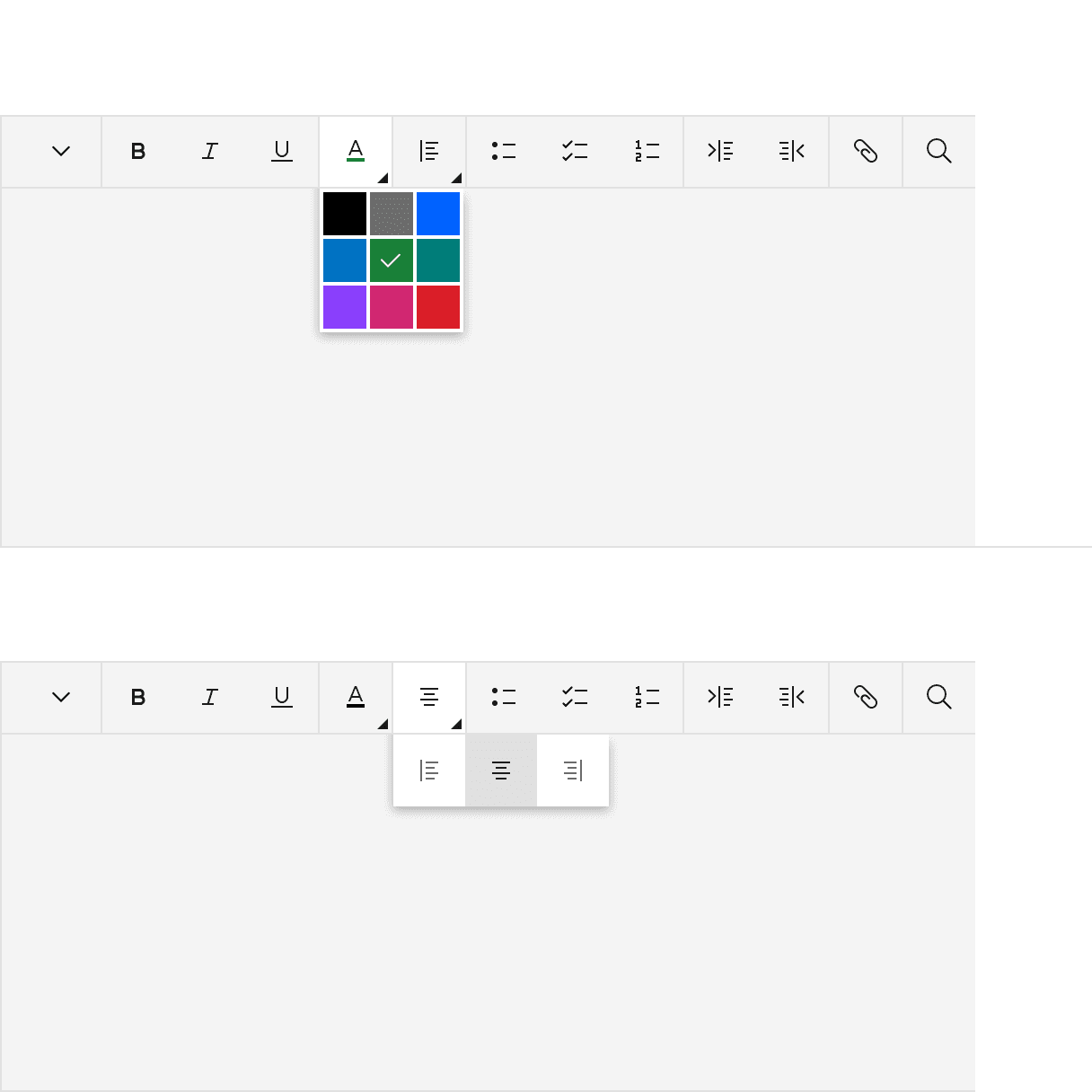 Text Toolbar pattern: Menus