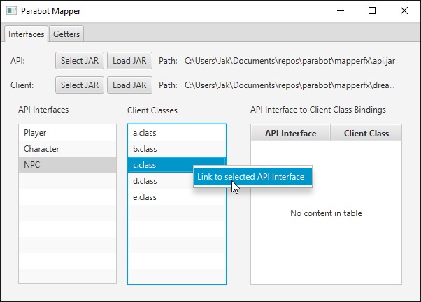 linking API Accessors to client classes