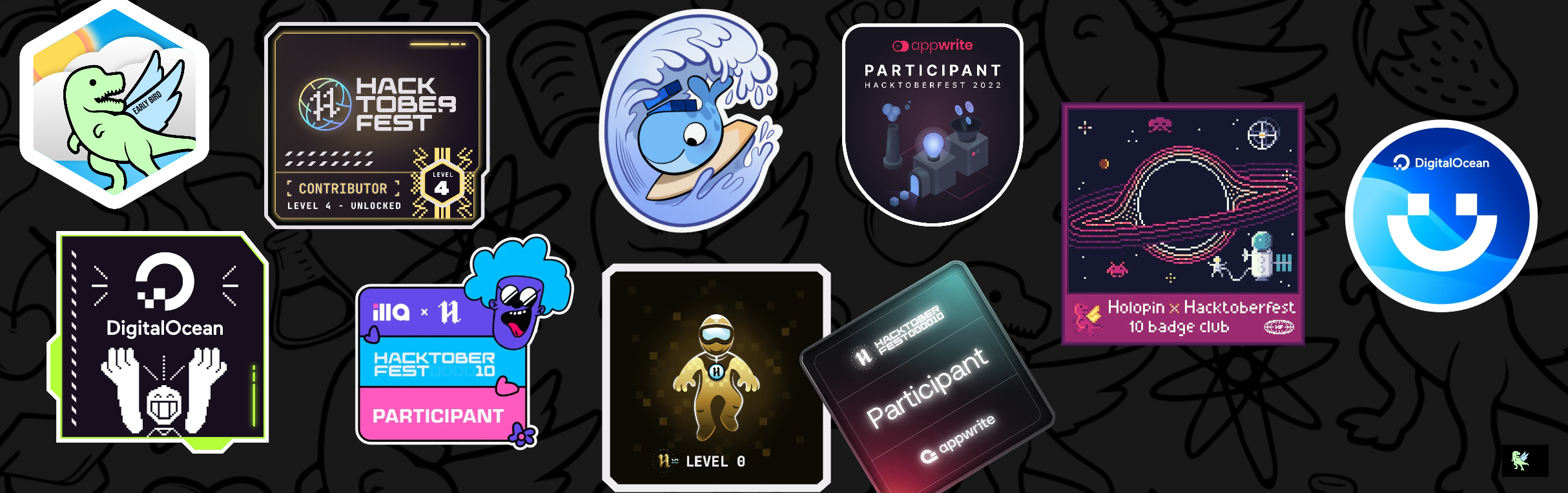 An image of @sayhitosandy's Holopin badges, which is a link to view their full Holopin profile