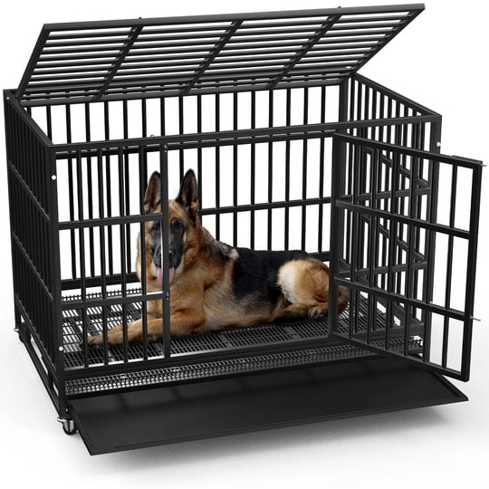 lemberi-48-38-inch-heavy-duty-indestructible-dog-crate-escape-proof-dog-cage-kennel-with-lockable-wh-1