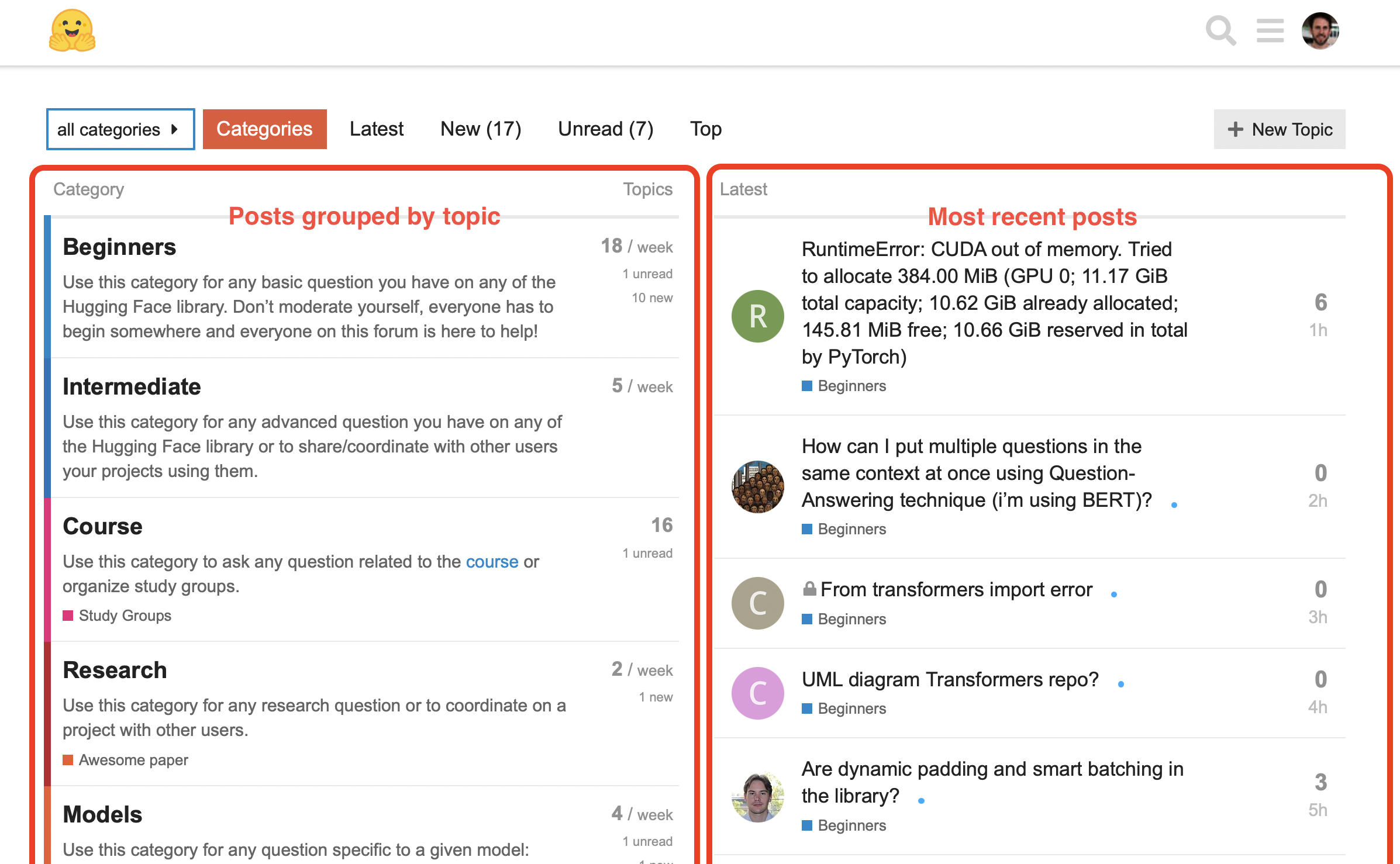 The Hugging Face forums.