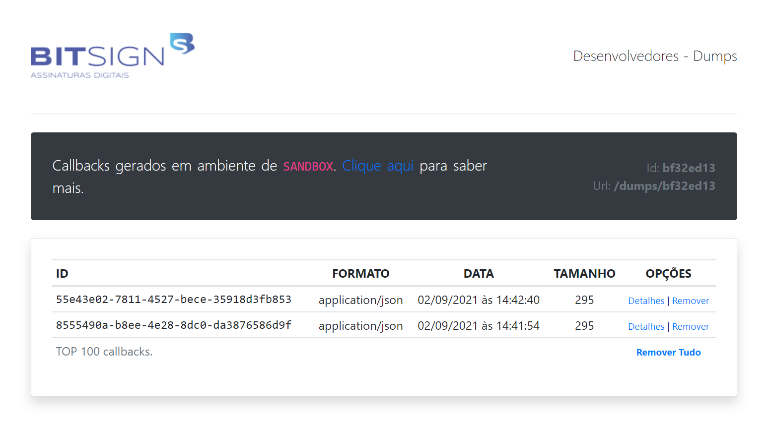 Serviço de Dumps da BITSIGN