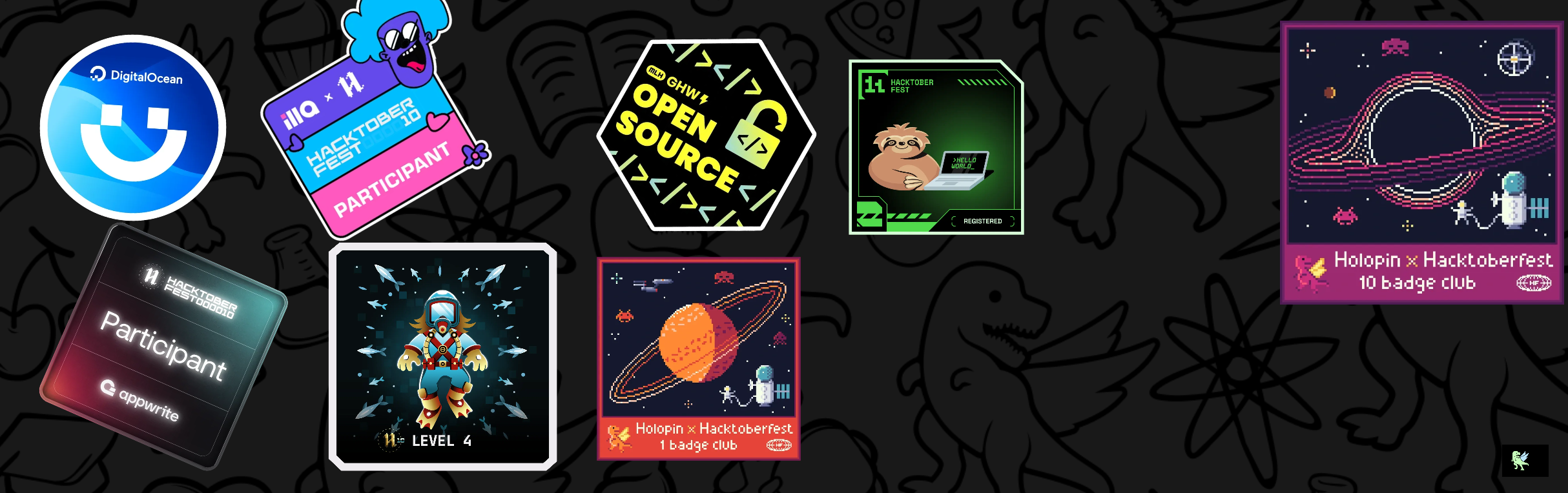 An image of @saransurya's Holopin badges, which is a link to view their full Holopin profile