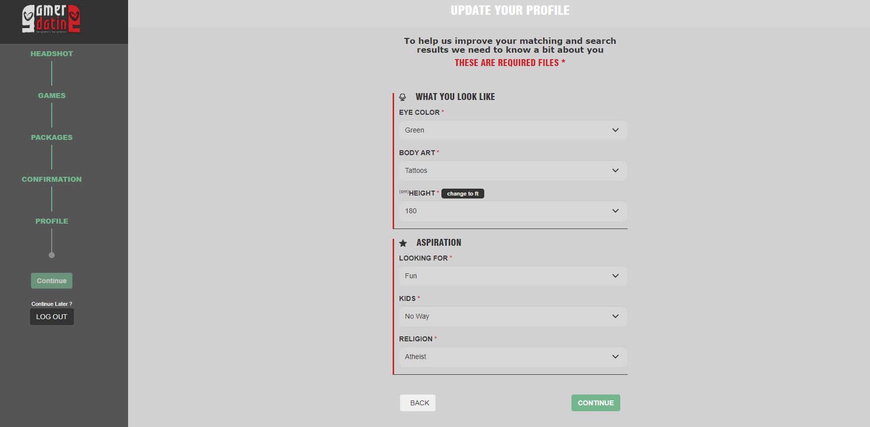 Gamerdating questions for profile