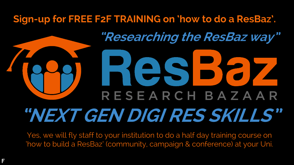 Doing Research the ResBaz way means brining people together as a community, as a campaign and via conferences - we can explain how we do it so you can adapt and do it better for your institution