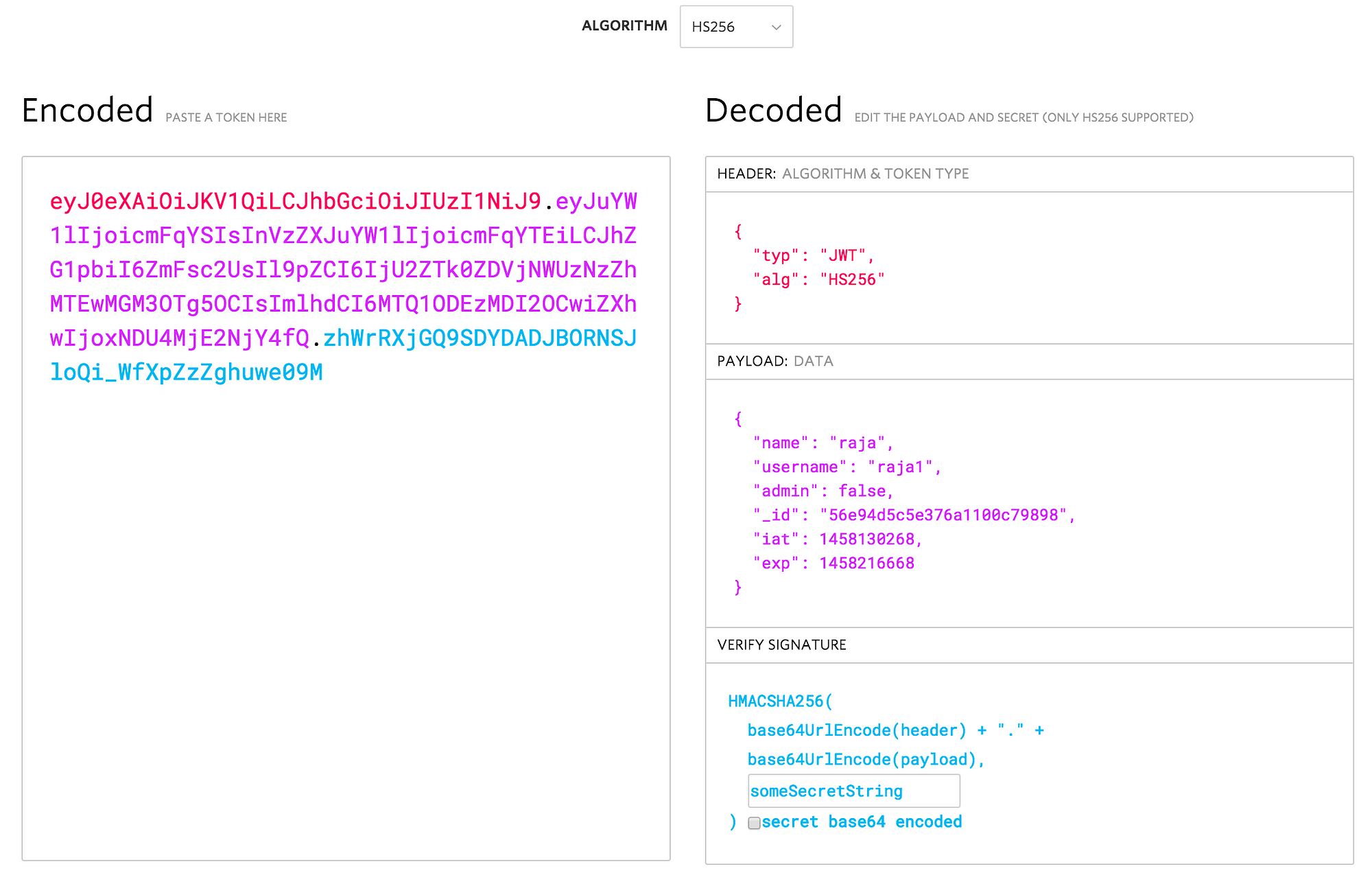 JWT: encoded string vs. decoded JSON