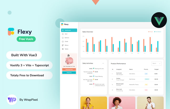 Flexy Vue Js free Admin Template Demo Screenshot